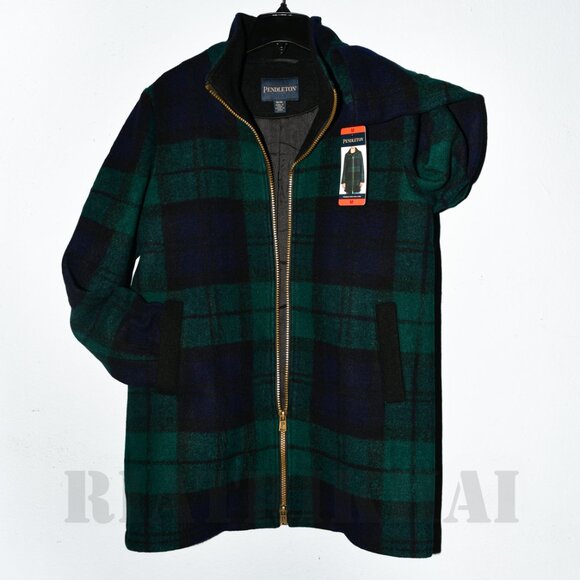 Bundle of 2  - Pendleton Ladies' Wool Blend Walker Coat-Tan + Green - Picture 3 of 15